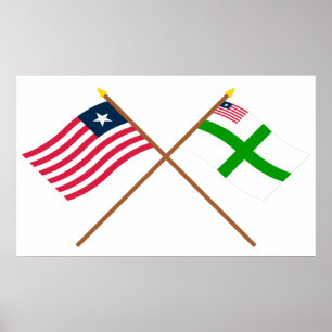 Poster Drapeaux croisés du comté du Libéria et du Sino