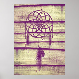 Poster Dream Catcher Purple Wood
