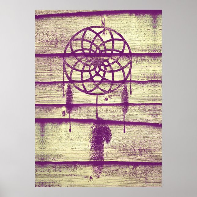 Poster Dream Catcher Purple Wood (Devant)
