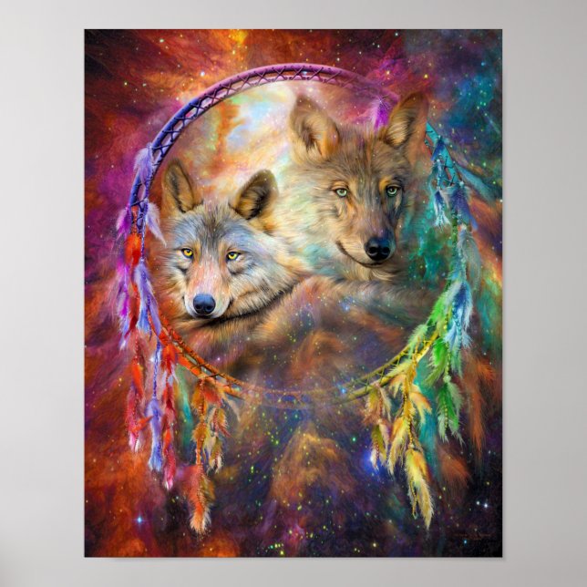 Poster Dream Catcher - Spirit Wolves Art Poster/Imprimer (Devant)