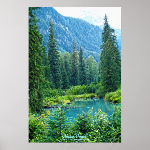 Poster Dream Lake Alaska, États-Unis & Forestry Mountains