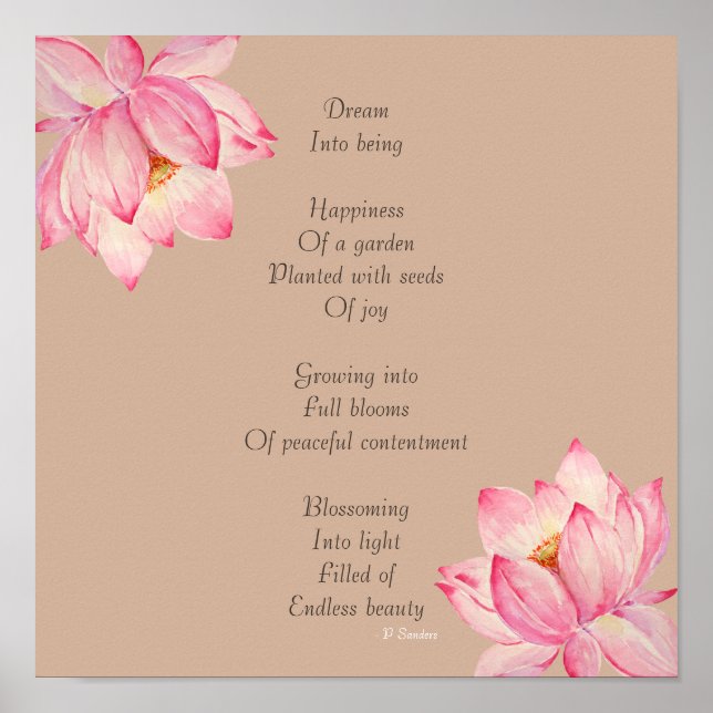 Poster Dream Poem avec Lotus Flowers (Devant)
