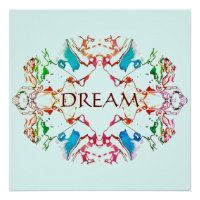 "Dream" Rouge Bleu Vert Bourgogne Mandala sur Aqua