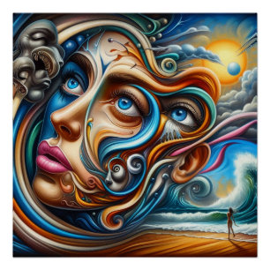 Poster Dreamscape Abstrait Ocean Serenity & Cosmic Wonder