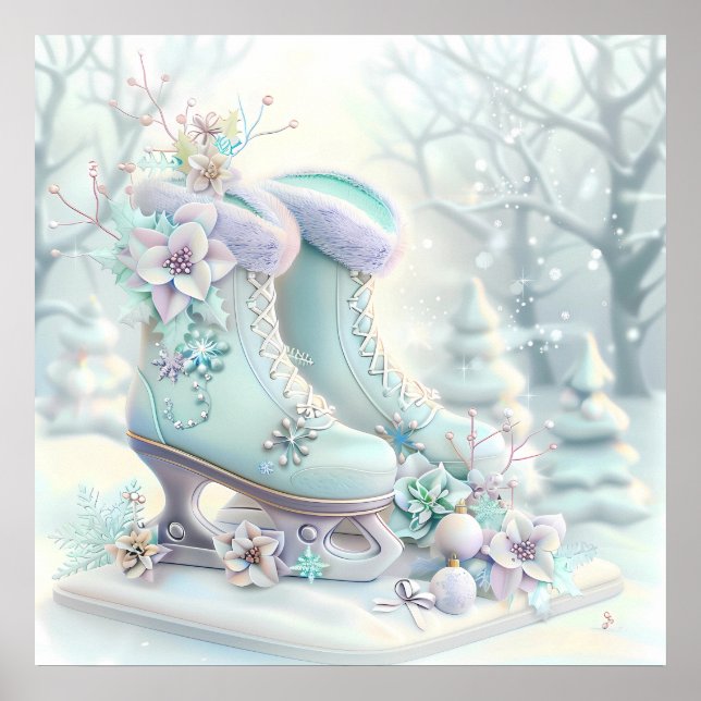 Poster Dreamy Christmas Ice Skates (Devant)