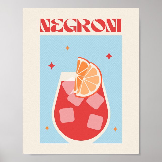 Poster drink Cocktail art Negroni (Devant)