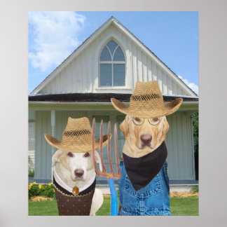 Poster drôle American Gothic Lab