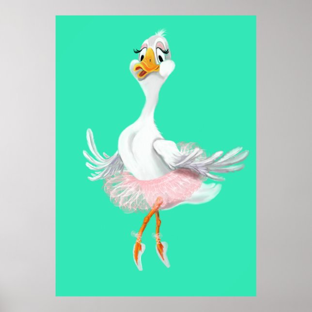 Poster drôle avec Ballerina Duck - Peinture (Devant)