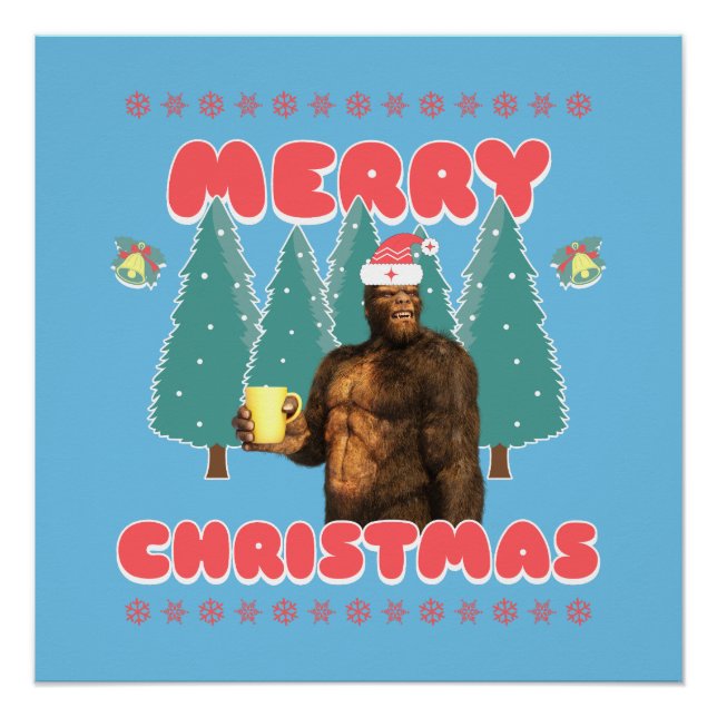 Poster Drôle Bigfoot - Joyeux Noël (Devant)