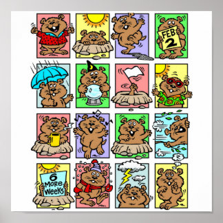 Poster Drôle Caricatures de la journée de la marmotte