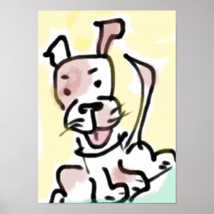 Poster Drôle Cartoon Jack Russell Terrier Aquarelle