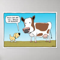 Poster drôle Chien et vache