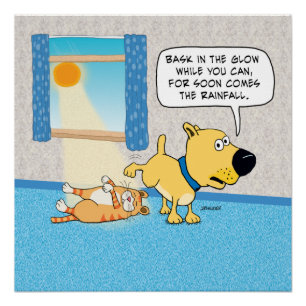 Poster Drôle Chien Peeing sur l'affiche de chat