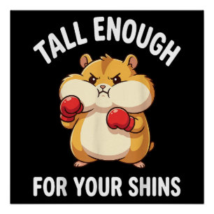 Poster Drôle de hamster de boxe assez grand pour vos tibi