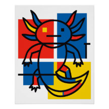 Drôle de motif d'art abstrait Axolotl Piet Mondria