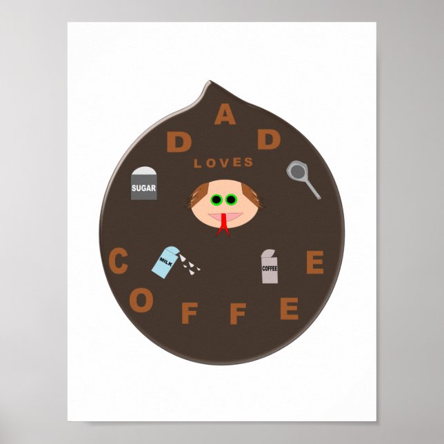 Poster Drôle de Papa Monstre Amoureux de Café (Devant)