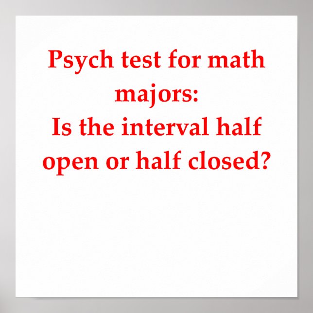 Poster drôle de plaisanterie mathématique (Devant)