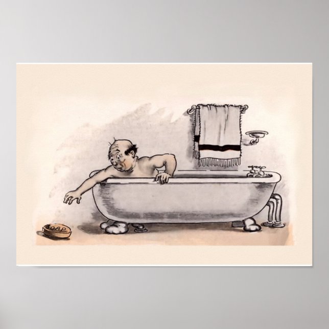 Poster drôle de salle de bain (Devant)