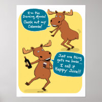 Poster drôle Drunk Dancing Moose