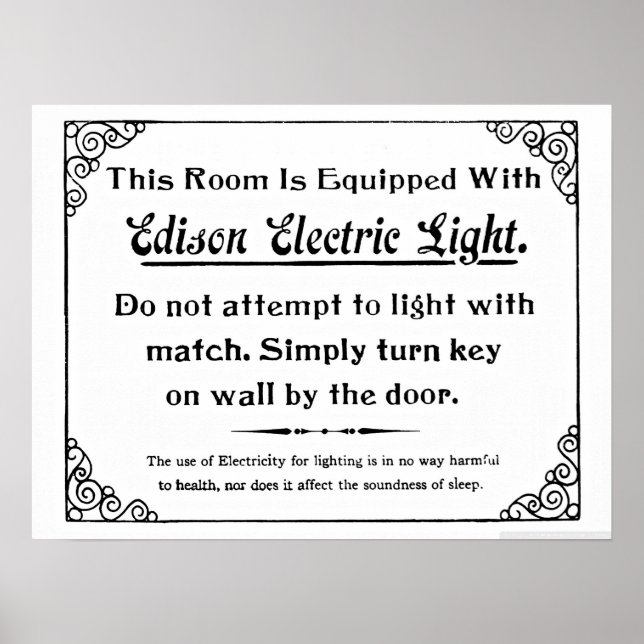 Poster Drôle Edison Electric Light (Devant)