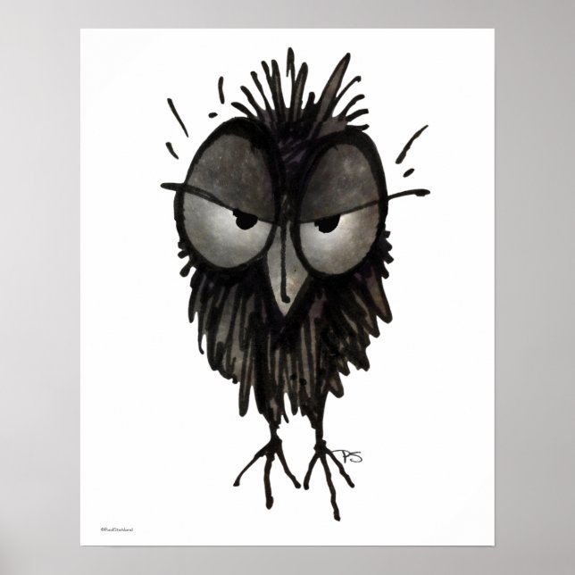 Poster Drôle Grumpy Owl Art (Devant)