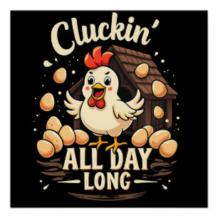 Poster Drôle Humour de poulet Rustique vie agricole Jeu d