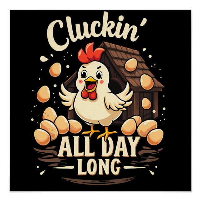 Poster Drôle Humour de poulet Rustique vie agricole Jeu d (Devant)