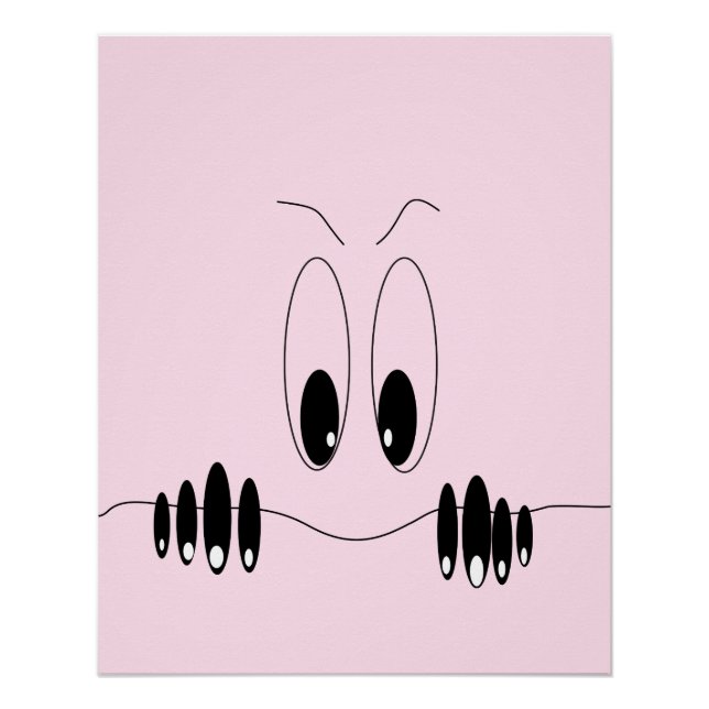 Poster drôle Jouer aux yeux de curiosité - Texte p (Devant)