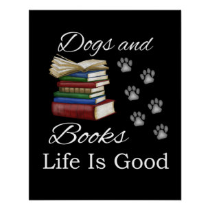 Poster Drôle livre de chien La vie est bon Lecteur de liv