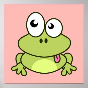 Poster Drôle mignon grenouille dessin animé pépinière