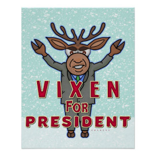 Poster Drôle Noël Vixen Président Reindeer Election
