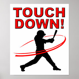 Poster drôle Touchdown Baseball