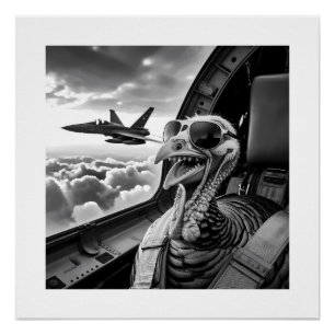 Poster Drôle Turquie Selfie noir & blanc