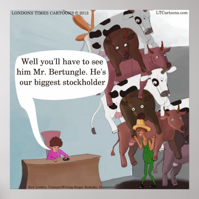 Poster Drôle Vaches Caricature Sur Unisex Watch (Devant)