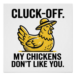 Poster Drôle Vintage Cluk Off Amateur de Poulet Minimalis