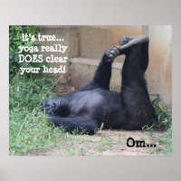 Poster drôle Yoga Gorilla (16x20) Om....
