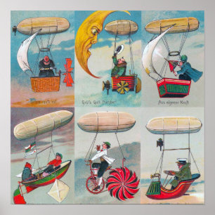 Poster drôles de machines à air steampunk wacky invention