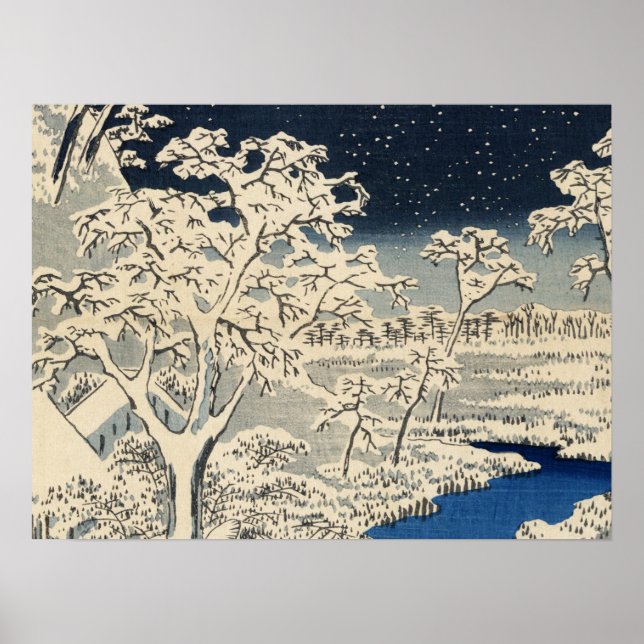 Poster Drum Bridge at Meguro, by Ando Hiroshige (Devant)