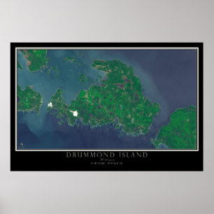 Poster Drummond Island Michigan Carte satellite spatiale