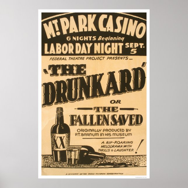Poster Drunkard Comedy Barnum 1938 WPA (Devant)