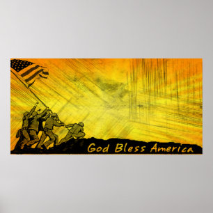 Poster du 4 juillet Iwo Jima God Bless America