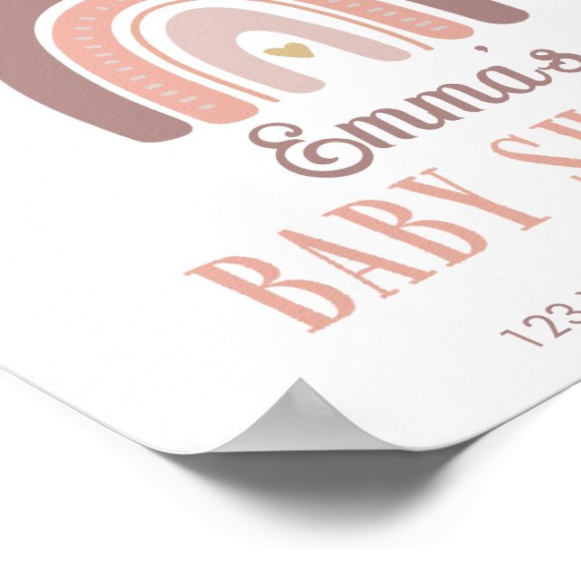 Poster du Baby shower Boho Rainbow Et Golden Heart (Coin)