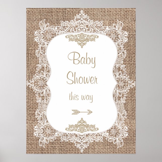 Poster du Baby shower Burlap et dentelle (Devant)