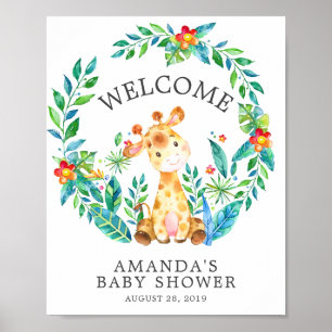 Poster du Baby shower de bienvenue de la Giraffe d