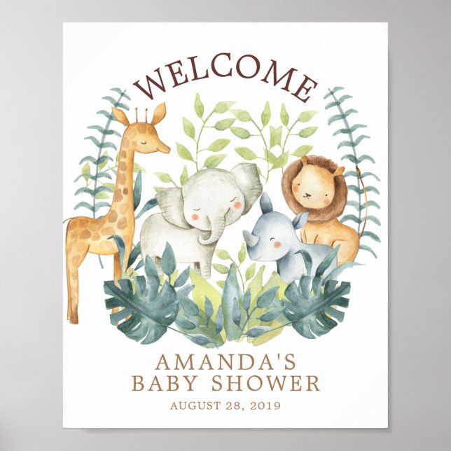 Poster du Baby shower de bienvenue de la jungle do (Devant)