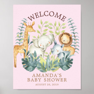 Poster du Baby shower de bienvenue de la jungle do