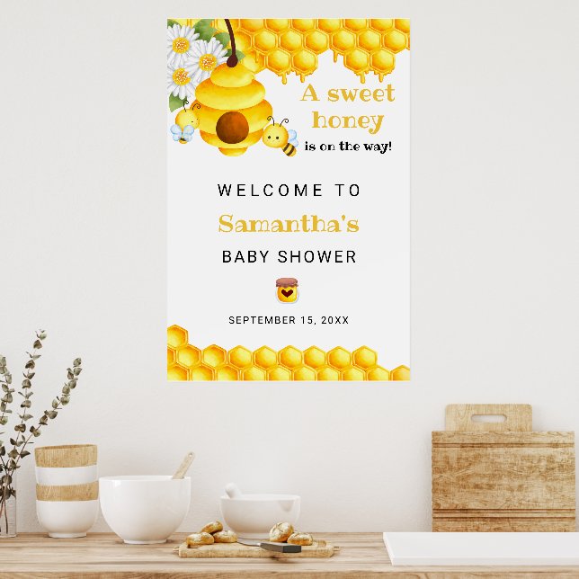Poster du Baby shower de bienvenue pour le miel do (Cuisine)