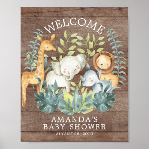 Poster du Baby shower de bienvenue Rustic Wood Jun