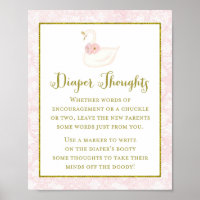 Poster du Baby shower de cygne rose imprimé