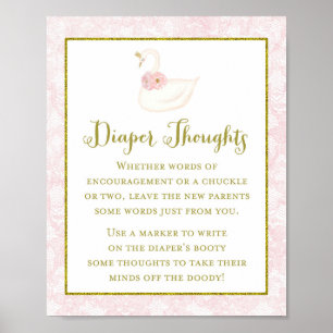 Poster du Baby shower de cygne rose imprimé
